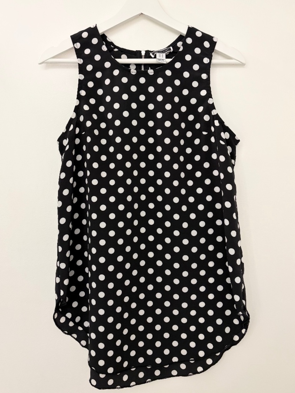 Another Story Black with White Polka Dot Sleeveless Top
